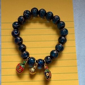 Elegant Blue and Gold Beaded Bracelet